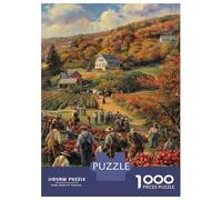Autumn Village Scene 1000 Piece Jigsaw Puzzle Paper for Adults Harvest Fields Puzzle Game for Family 70x50cm/1000pcs
