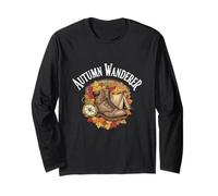 Autumn Wanderer Hiking Boots Compass Fall Camping Long Sleeve T-Shirt