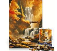 Autumn Waterfall Hard Jigsaw Puzzle for Adults 1000 Pieces Smart Challenge Leisure Escape Fine Lock Thoughtful Gift (38x26cm)