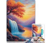 Autumn Waterfall Landscape 1000 Piece Jigsaw Puzzles for Adults,Family Game Stress Reliever Difficult Challenge Artists Collection,Fine Art (50x75cm)