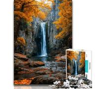Autumn Waterfall Landscape Jigsaw Puzzles for Adults Teenagers Jigsaws Puzzle,Educational Games Wall Decoration Unique Birthday And Xmas Gifts (75x50cm)