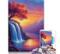 Autumn Waterfall Landscape Jigsaw Puzzles for Adults Teenagers Jigsaws Puzzle,Help The Brain Exercise Addictive Toys to Cultivate Patience A Work of Art (50x75cm)