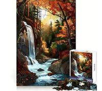 Autumn Waterfall Serenity 1000 Pieces Puzzles for Adults Memory Ability Tranquil Pastime Secure Join Seasonal Gift (38x26cm)