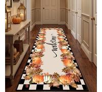Autumn Welcome Long Hallway Rug 60x240cm Pumpkin Leaf Print Kitchen Mat | Vacuum-Friendly No Shedding Non-Slip Fall Area Rug for Living Room Beside The Bedroom Front Entryway Carpet Runners