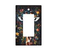 Autumn Wildflowers Giraffe Light Switch Cover Plates/Outlet Covers, Dark Floral Wall Accents, Classic Animal Design, Thermoplastic Wall Plates, Standard Size Single Rocker