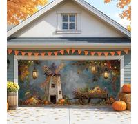 Autumn Winnowing Garage Door Cover, Rustic Farmhouse Fall Decor, Large Garage Decorations for Halloween and Thanksgiving, Indoor and Outdoor Use 157x71 Inch