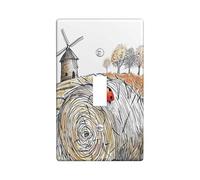 Autumn Winnowing Light Switch/Outlet Covers, Colorful Fall Countryside Scene, Hand Drawn Wall Plates for Home Decor, Thermoplastic, Standard Size Single Toggle