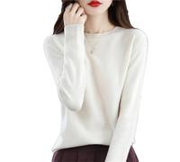Autumn Winter 100% Merino Wool Sweater Women's Knitting Cashmere Pullover Basic V-Neck Chic Warm Tops White