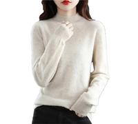 Autumn Winter 100% Merino Wool Sweaters Woman's Long Sleeve Half Turtleneck Jumper Knitted Cashmere Pullover White