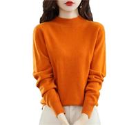 Autumn Winter 100% Merino Wool Sweaters Woman's Long Sleeve Half Turtleneck Jumper Knitted Cashmere Pullover Orange