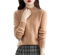 Autumn Winter 100% Merino Wool Sweaters Woman's Long Sleeve Half Turtleneck Jumper Knitted Cashmere Pullover Gold