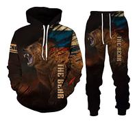 Autumn Winter 3D The Bear Printed Mens Hooded Sweater Set Men's Tracksuit Long Sleeve Men's Clothing Suit