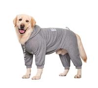 Autumn Winter Big Dog Clothes Hoodie Sporting Dog Jacket Warm Coat Fleece Reflective Pet Jumpsuit For Large Dog Labrador Costume(Grey,34)