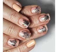 Autumn Winter Black False Nails Press On Artificial Nails For Parties Daily Use Easy Application Black Winter Fake Nail