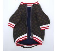 Autumn/Winter Brown Dog Coat Vintage Flower Classic Pet Jacket for Teddy Schnauzer Dog Clothes Red and white patchwork-M