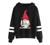 Autumn Winter Christmas Hoodies for Women UK Casual Loose Dwarf Gonk Print Cropped Jumpers Sweatshirts Plus Size Lightweight Warm Hoodies Going Out Tops Streetwear Loungerwear Funny Going Out Tops