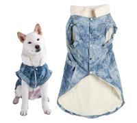 Autumn Winter Cotton Western Dog Coat, Pet Clothes for Small Medium Large Dogs, Thicken Soft Comfortable Warm Coat with Wide Cuffs, Blue Pet Clothing for Dogs Cats Puppies (S)