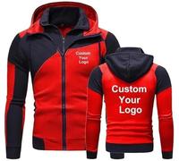 Autumn Winter Fashion Personalized Men's Double Zipper Sweatshirt Customize Your Logo On A Hoodie Jacket Perfect Sportswear for A Unique Style Red,XXL