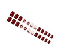 Autumn Winter French Styles False Nails 24pcs Coffee Brown Glitters Floral Comfortable Wear Women Gift ABS False Nails