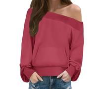Autumn Winter Hoodies for Women Off the Shoulder Tops for Women Sweatshirts for Women UK Off Shoulder Womens Sweatshirt Drop Shoulders Oversized Long Sleeve Pullover Top Fall Fashion Clothes