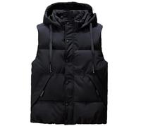 Autumn Winter Men Vest Casual Sleeveless Jackets Hooded Camo Waistcoat Clothing Black XXL