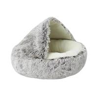 Autumn Winter Plush Pet Bed - Semi-Enclosed Shell Cat Nest(Brown,40x40cm)