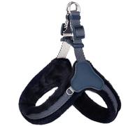 Autumn Winter Soft Warm Plush Dog Walking Harness Adjustable Pet Vest For Pug Shiba Inu Chihuahua Poodle,Blue,L