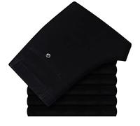 Autumn Winter Velvet Corduroy Pants Men Business Casual Pants Loose Elastic Middle-Aged Straight Fleece Thick Corduroy Trousers 35025 black 36