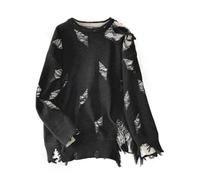 Autumn Winter Woman Baddie Style Jumper Ripped Sweater Harajuku Fashion Knitwears Cyber Japanese Streetwear-Black-One Size
