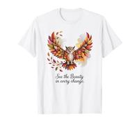 Autumn Wisdom Owl of Falling Leaves Inspirational Fall T-Shirt