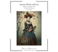Autumn Witch with Cat Cross Stitch Pattern - Large Size Edition: Regular and Large Print Cross Stitch Pattern