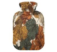 Autumn Withered Leaves Retro hot-Water Bottle with Soft Cover, 2L Warm Compress for Hand Feet Warmer, Hand Feet Warmer