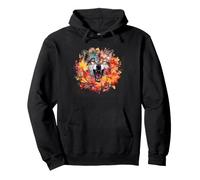 Autumn Wolf Portrait Maple Leaf Watercolor Wildlife Art Pullover Hoodie