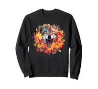 Autumn Wolf Portrait Maple Leaf Watercolor Wildlife Art Sweatshirt