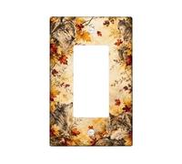 Autumn Wolf Wildlife Decor Single Rocker Light Switch Cover | Autumn Maple Leaves, Woodland Wildlife Theme, Rustic Cabin Decor, Acorn Details, Wildlife Art