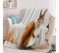 Autumn Wood Grain Animal Squirrel Print Blanket and Throws, Watercolor Style Throw Blanket Soft Cozy Plush Warm Flannel Bedding No Shed for Girls Kids Adults Bed Couch Travel 38 x 51 inch