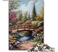 Autumn Wooden Bridge Jigsaw Puzzles for Teenagers, Challenging Game Toys Wall Decoration Unique Birthday And Xmas Gifts (50x75cm)