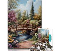 Autumn Wooden Bridge Puzzles for Teenagers 1000 Pieces,Help The Brain Exercise Addictive Toys to Cultivate Patience Suitable for Couples 50x75cm