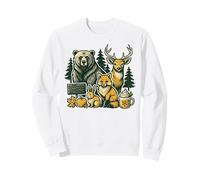 Autumn Woodland Animals Coffee Forest Scene Sweatshirt
