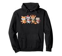 Autumn Woodland Animals Fall Critters with Scarves Cute Pullover Hoodie