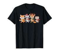 Autumn Woodland Animals Fall Critters with Scarves Cute T-Shirt