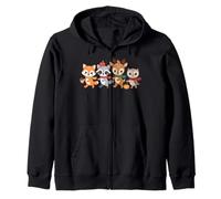 Autumn Woodland Animals Fall Critters with Scarves Cute Zip Hoodie