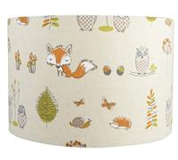 Autumn Woodland Animals FRYETT'S Fox, OWL, Hedgehog Acorns LAMPSHADE/Ceiling/FLOORLAMP/Table LAMP Shade 100% Cotton Kids Bedroom (8''(20cm) Ceiling)