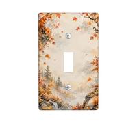 Autumn Woodland Foxes Toggle Switch Plate | Watercolor Forest Landscape, Falling Maple Leaves, Rustic Woodland Theme, Serene Mountain Stream, Wildlife Illustration