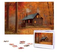 Autumn Woods Cabin Puzzles for Adults 1000 Pieces, Wooden Puzzle Personalized Jigsaw Puzzles from Photos, Challenging Puzzle Art Painting Home Decor Birthday Party Gift (29.5" x 19.7")