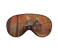 Autumn Woods Cabin Sleep Mask for Women Men, Soft Eye Mask with Adjustable Strap for Sleeping, Light Blocking Travel Blindfold for Nap Comfortable Eye Cover for Home Office
