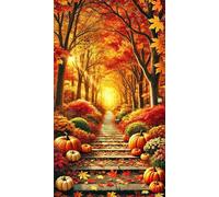 Autumn Woods Road Diamond Art Kits,5D Diamond Painting Kits for Adults,DIY Full Square Drill Diamond Painting Kits for Beginners Rhinestone Embroidery Picture Art for Home Decor 20x50 cm
