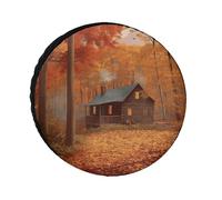 Autumn Woods Universal Cab Tire Cover Oxford Fabric Waterproof Wheel Protector for SUV Truck RV Dust Snow Sun Protection 34 Inch