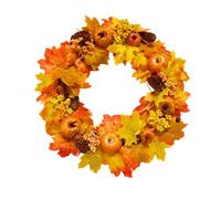 Autumn Wreath 17.7in with Lights Artificial Pumpkin Garland