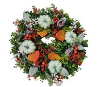 Autumn Wreath, 18" Thanksgiving Wreath Hanging Artificial Autumn Round Decoration for Front Door Front Door, Fall